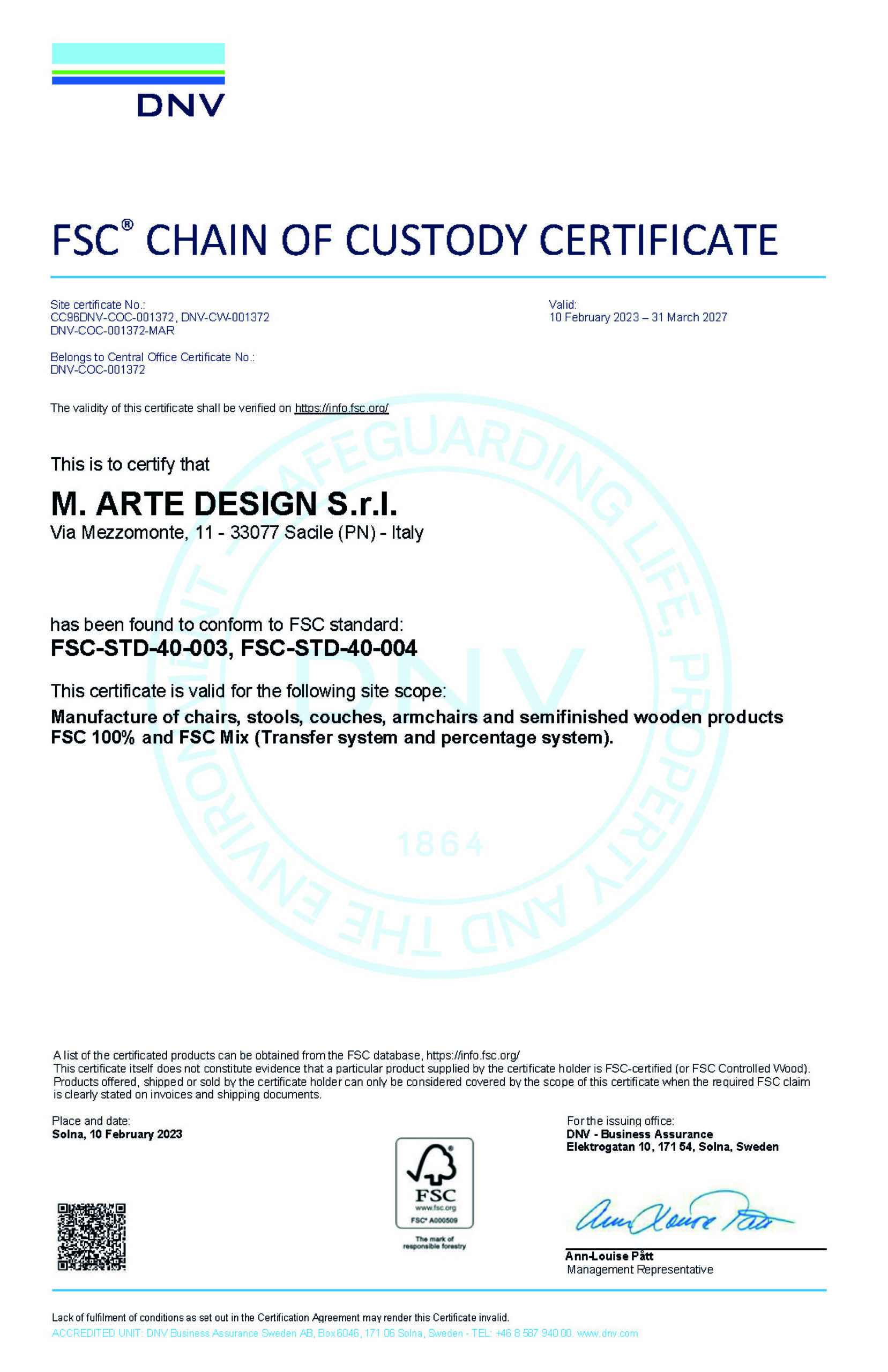 FSC Certification m.artedesign